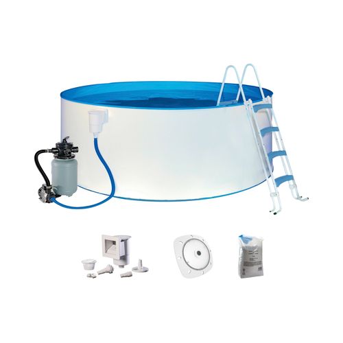 Rundpool KONIFERA "RÜGEN 1", weiß, H:90cm Ø:360cm, Schwimmbecken, Rundpool, mit LED-Scheinwerfer zur stimmungsvollen abendlichen Beleuchtung