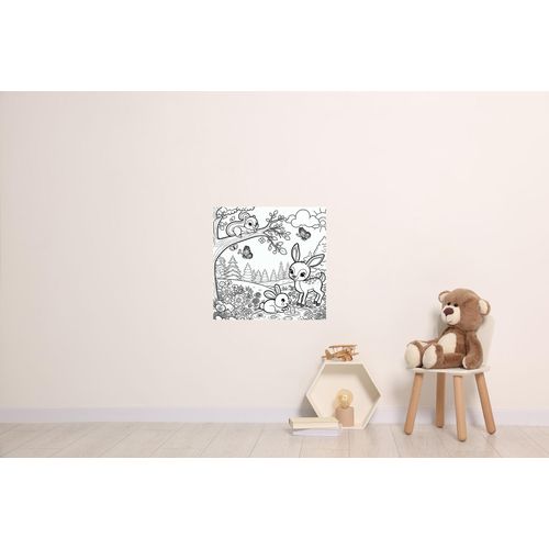 Wandsticker QUEENCE "Waldtiere", weiß, B:45cm H:45cm, Vinyl, Wandtattoos, DIY-Wandsticker zum Bemalen