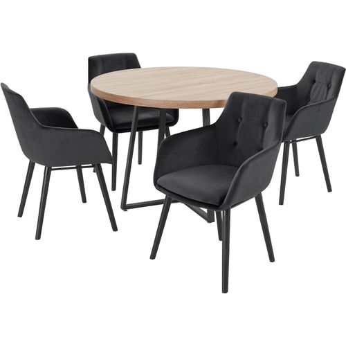 Essgruppe HOME AFFAIRE, schwarz (eiche, schwarz,), Sitzmöbel-Sets, mit 4 Stühle