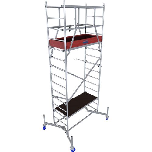 Arbeitsgerüst KRAUSE "ClimTec System", grau (aluminiumfarben), B:145cm H:400cm, Aluminium, Gerüste, Komplettgerüst, inkl. 1 Aufstockung und Fahrrollensatz 125 mm