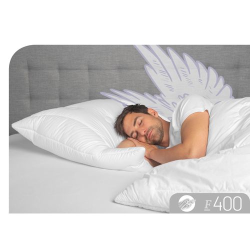 3-Kammer-Kopfkissen SCHLAFSTIL "F400", weiß, B:40cm L:80cm, Bezug: 100% Baumwolle. Füllung Außenkammer: 100% Polyester. Füllung Innenkammer: 100% Polyester, Kopfkissen, hergestellt in Deutschland, allergikerfreundlich