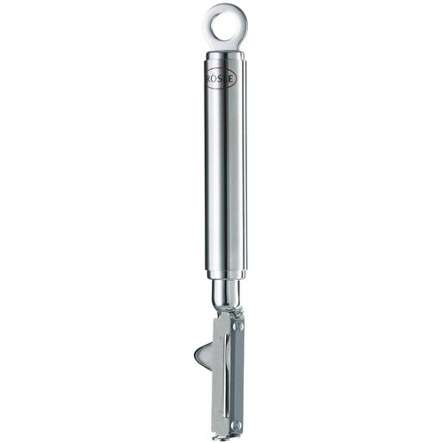 Sparschäler RÖSLE, silber (edelstahlfarben), B:2,3cm H:1,9cm L:19cm, Edelstahl 18/10, Küchenschneider, Apfelschäler Gemüseschäler, Pendelschäler für Linkshänder, Klinge auswechselbar, Edelstahl 18/10