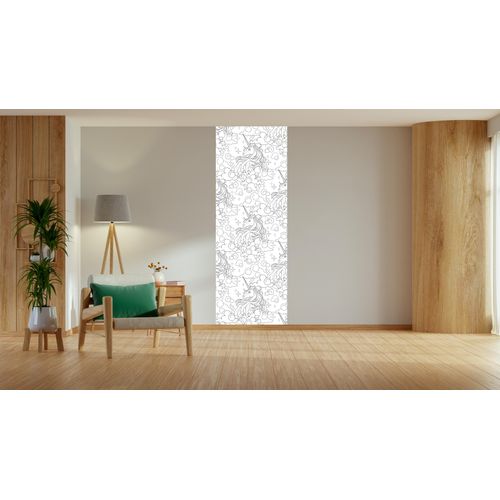 Wandsticker QUEENCE "Einhörner in den Wolken", weiß, B:90cm H:250cm, Vinyl, Wandtattoos, DIY-Wandsticker zum Bemalen