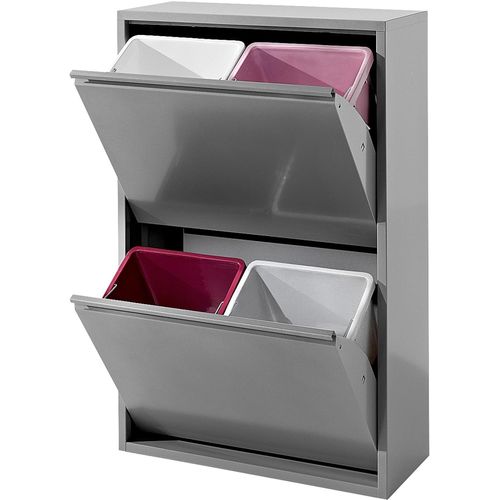 Mülleimer HEINE HOME, silber (silberfarben), B:33,5cm H:92cm T:25cm, Mülleimer