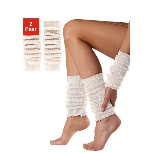 Beinstulpen LAVANA, Damen, beige (ecru), Strick, Wolle, casual, Stulpen, und Armstulpen