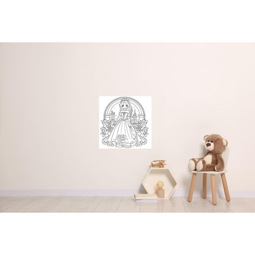 Wandsticker QUEENCE "Prinzessin", weiß, B:45cm H:45cm, Vinyl, Wandtattoos, DIY-Wandsticker zum Bemalen