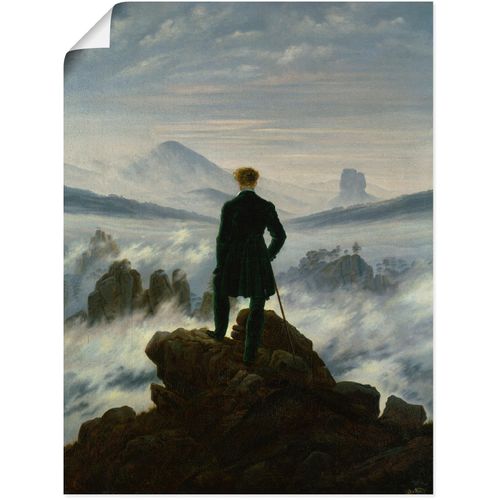 Wandbild ARTLAND "Der Wanderer über dem Nebelmeer. Um 1818", blau (farbe bild(er): blau), B:45cm H:60cm, Bilder, als Leinwandbild, Poster in verschied. Größen