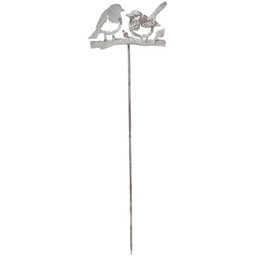 Gartenstecker AMBIENTE HAUS "Gartenstecker Vogel (H) 85cm", grau, B:25cm H:85cm, Metall, Gartenstecker
