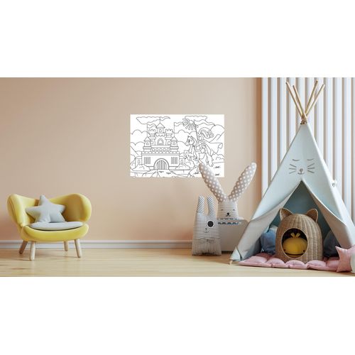 Wandsticker QUEENCE "Ritterburg", weiß, B:90cm H:60cm, Vinyl, Wandtattoos, DIY-Wandsticker zum Bemalen