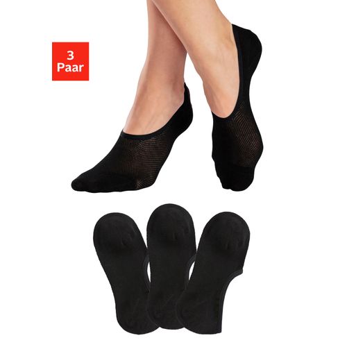 Füßlinge LASCANA ACTIVE, Damen, Gr. 39-42, schwarz (3x schwarz), Baumwollmischung, unifarben, elastisch, Socken, mit Pikee Struktur