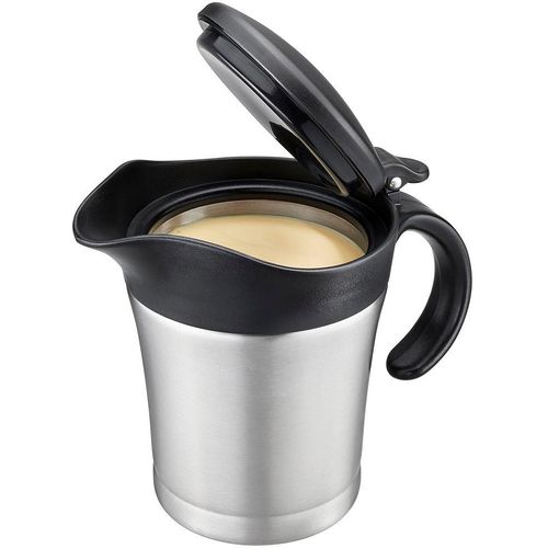 Thermoschüssel GEFU "TREAT", silber, B:11,5cm H:14cm T:17,5cm, Edelstahl, Schüsseln, mit Klappverschluss, 0,5 Liter