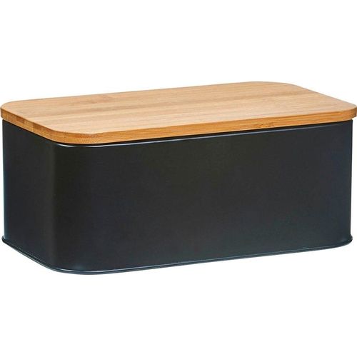 Brotkasten ZELLER PRESENT, schwarz, B:18cm H:12,5cm, Lebensmittelaufbewahrungsbehälter, Länge ca. 31 cm, schwarz
