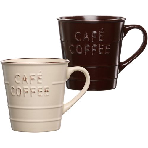 Becher RITZENHOFF & BREKER "Usato", braun, B:12,5cm H:10cm Ø:9,5cm, Steingut, Trinkgefäße, Becher, 2er Set, je 360 ml