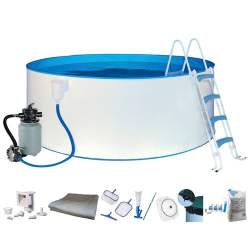 Rundpool KONIFERA "RÜGEN 2", weiß, H:90cm Ø:360cm, Schwimmbecken, Rundpool, mit LED-Scheinwerfer zur stimmungsvollen abendlichen Beleuchtung