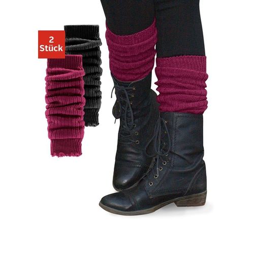 Beinstulpen LAVANA, Damen, lila (bordeaux, schwarz), Strick, Wolle, meliert, casual, Stulpen, und Armstulpen