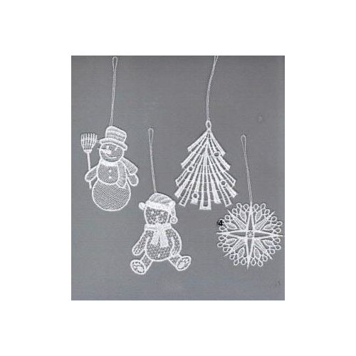 Dekohänger STICKEREIEN PLAUEN "Winterzeit" Gr. 1, weiß, B:7cm H:7cm, Polyester, Dekohänger, Baumbehang "Winterzeit"