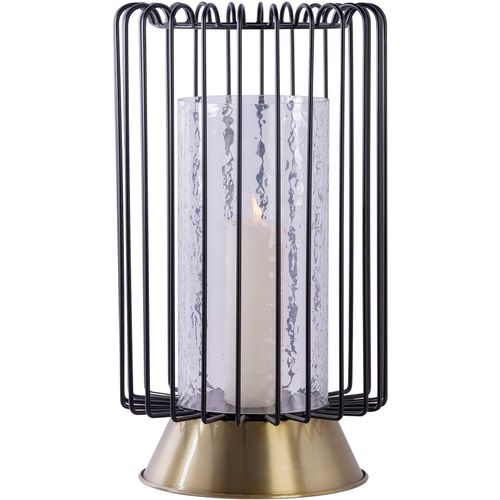 Kerzenhalter KAYOOM "Kerzenständer Malibu 125", gold (goldfarben), B:22,5cm H:40cm T:22,5cm Ø:22,5cm, Eisen, Glas, Kerzenhalter, Kerzenhalter