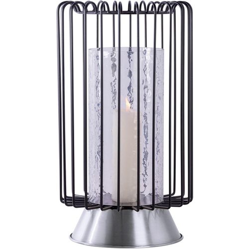 Kerzenhalter KAYOOM "Kerzenständer Malibu 125", schwarz, B:22,5cm H:40cm T:22,5cm Ø:22,5cm, Eisen, Glas, Kerzenhalter, Kerzenhalter
