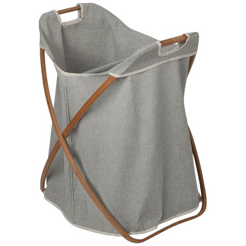 Wäschekorb MÖVE, grau, B:56cm H:66cm T:51cm, Stoff, Wäschesammler, mit innovativen Bambusrahmen