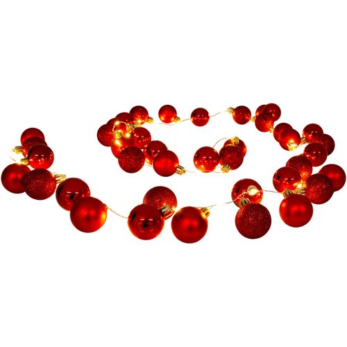 NÄVE Lichterkette "LED-Outdoor-Weihnachtslichterkette, Weihnachtsdeko rot aussen", rot, Flammen 1 Stk., Gesamtlänge 2,4m, Lichterketten, l: 240cm, Ein-/Ausschalter, incl. Timer (6h an und 18h aus),Farbe: rot, Lichterkette