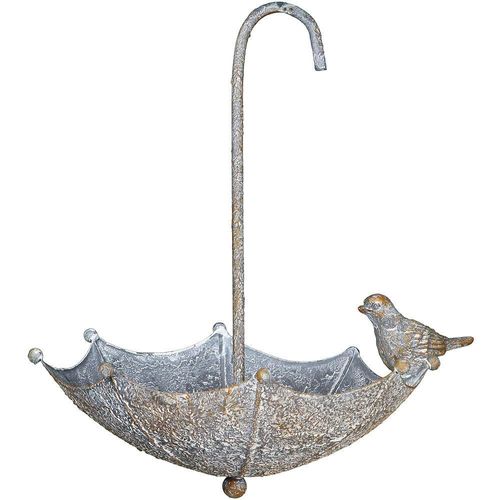 Vogeltränke AMBIENTE HAUS "Vogelfutterstelle Metall - Regenschirm", grau (grau, rost), B:20cm H:22cm T:17cm, Blech, Haustiertränken