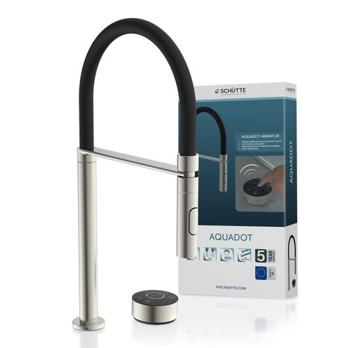 Spültischarmatur SCHÜTTE "»AQUADOT«", schwarz (edelstahloptik, schwarz), B:5cm H:48cm T:25cm Ø:5cm, Messing, Armaturen, Digital gesteuerte Spültischarmatur