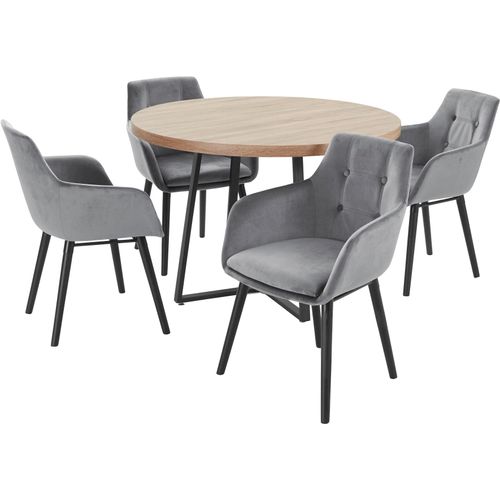 Essgruppe HOME AFFAIRE, grau (eiche, grau,), Sitzmöbel-Sets, mit 4 Stühle