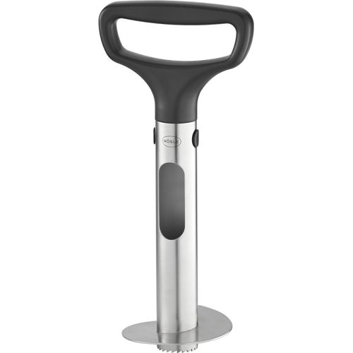 Obstschneider RÖSLE, silber (silberfarben, schwarz), B:11,5cm H:9cm L:27cm, Edelstahl 18/10, Küchenschneider, Obstschneider, Ananasschäler mit ergonomischem Griff, Einschneidskala, Auswurfschlitz