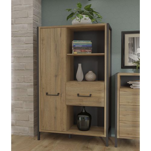 Mehrzweckregal FORTE, braun (bartex eiche, schwarz), B:94,1cm H:151,5cm T:41,5cm, Regale, Kinderregal Kinderschrank