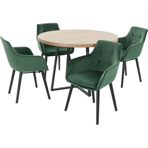 Essgruppe HOME AFFAIRE, grün (eiche, grün,), Sitzmöbel-Sets, mit 4 Stühle