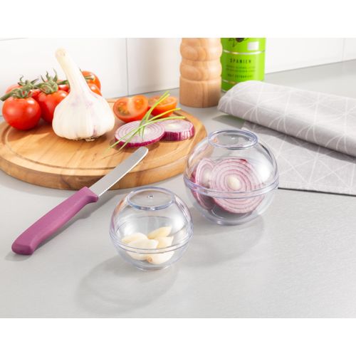 Frischhaltedose RUCO, transparent, Lebensmittelaufbewahrungsbehälter, Frischhaltekugeln für Zwiebeln und Knoblauch