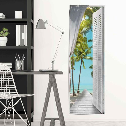 Poster REINDERS "Tropische Ansicht Sonne - Mer - Strand - Urlaub", blau (farbe bild(er): blau), B:53cm H:158cm, Papier, Bilder, Poster