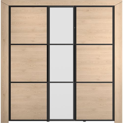Kleiderschrank GAMI "Kleiderschrank 3 Türen, Kinderkleiderschrank", braun (kastanie natur), B:222cm H:225cm T:58cm, Spanplatte, Schränke, Kinderkleiderschrank Kinderschrank, In 2 Farben erhältlich