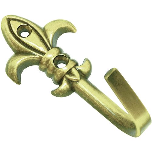 Raffhaken GARDINIA "Zierhaken (Raffhaken) Lilie" Gr. 1, grau (messingfarben), L:5,5cm, Raffhalter, zum Raffen und Drapieren