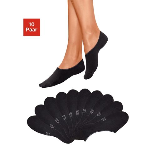 Füßlinge H.I.S, Herren, Gr. 43-46, schwarz, Baumwolle, Elasthan, Polyamid, unifarben, elastisch, Socken, weit ausgeschnitten