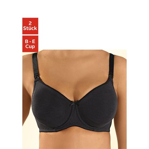 Still-BH PETITE FLEUR, Damen, Gr. 100, Cup C, schwarz (schwarz, weiß), Jersey, Obermaterial: 93% Baumwolle, 7% Elasthan, Basic, BHs BH BH-Set Bügel-BH Still-BH, mit Bügel aus Baumwolle