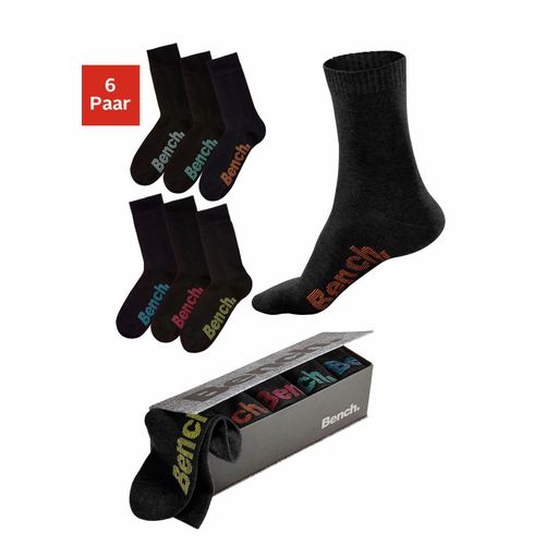 Socken BENCH., Damen, Gr. 35-38, schwarz, Baumwolle, Elasthan, Polyamid, unifarben, elastisch, Socken Socken-Set Socken Unterwäsche Strümpfe Lange Socke Multipacks Sockenbox, mit verschiedenfarbigen Logos, Topseller