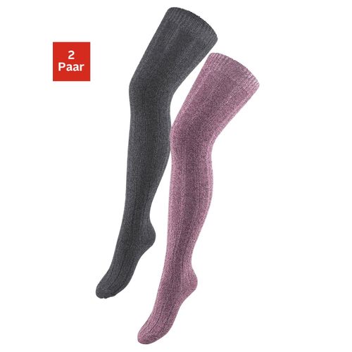 Overknees LAVANA, Damen, Gr. 39-42, rosa (schwarz, meliert, rosa, meliert), Baumwolle, Elasthan, Polyamid, meliert, elastisch, Socken, in Melangequalität