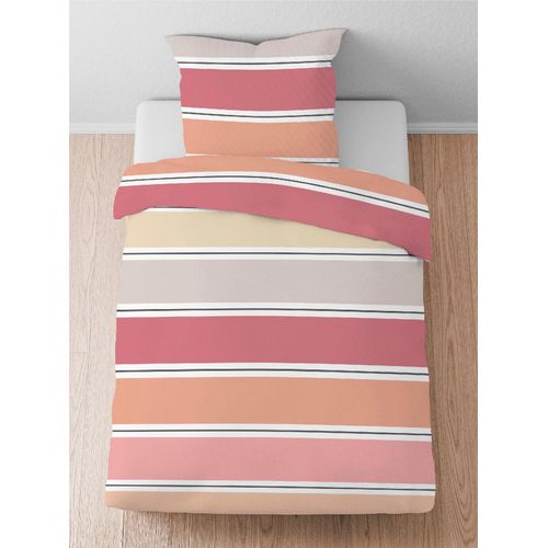 Bettwäsche BIBERNA Gr. 1, orange (koralle), B/L: 135cm x 200cm, Seersucker, B/L: 80cm x 80cm, 2 Stk., Seersucker, 100% Baumwolle, Bettwäsche