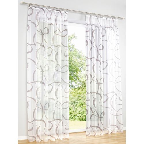 Gardine HEINE HOME Gr. 3, grau (weiß, taupe), B:140cm H:225cm, Polyester, Gardinen