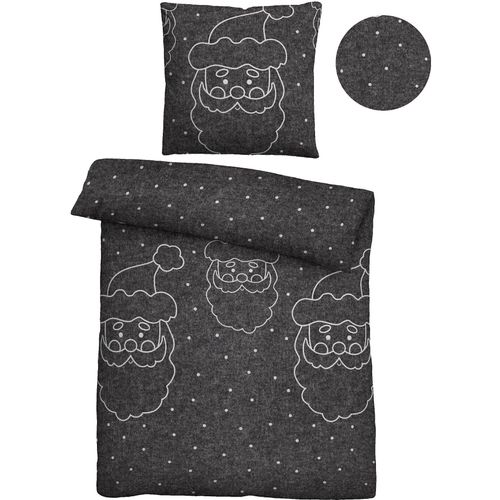 Bettwäsche BIBERNA Gr. 2, grau (anthrazit), B/L: 155cm x 220cm, Biber, B/L: 80cm x 80cm, 1 Stk., Biber, 100% Baumwolle, Bettwäsche