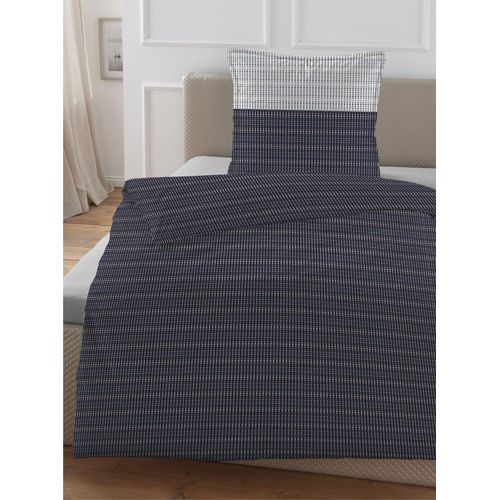 Bettwäsche Gr. 2, blau (marine), B/L: 155cm x 220cm, Satin, B/L: 80cm x 80cm, 2 Stk., Satin, 100% Baumwolle, Bettwäsche