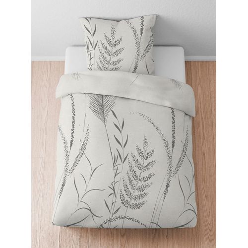 Bettwäsche BIBERNA Gr. 2, grau, B/L: 155cm x 200cm, Biber, B/L: 80cm x 80cm, 2 Stk., Biber, 100% Baumwolle, Bettwäsche
