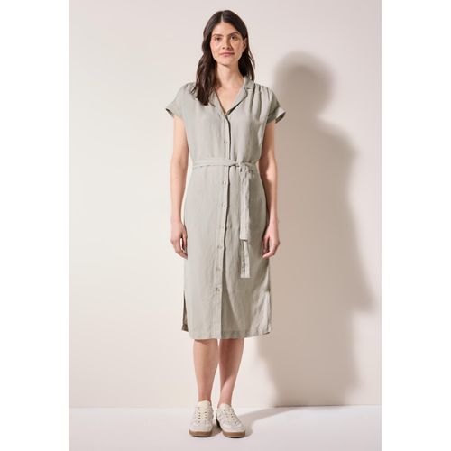 Sommerkleid CECIL, Damen, Gr. S (38), US-Größen, beige (pumice beige), Stoff, 55% Leinen, 45% Viskose, unifarben, gerade knielang, V-Ausschnitt, Bündchen, Kleider Sommerkleid, mit seitlichen Einschubtaschen