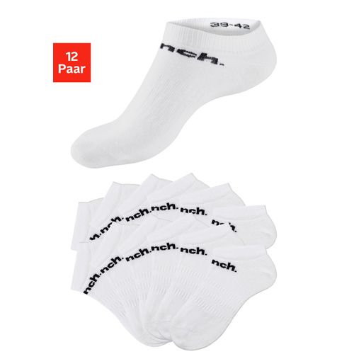 Sportsocken BENCH., Damen, Gr. 47-48, weiß (12x weiß), Baumwollmischung, unifarben, elastisch, Socken Sportsocken, Sneakersocken mit klassischem Logoschriftzug