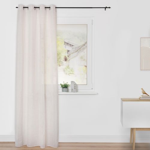 Vorhang LICHTBLICK ORIGINAL "Vorhang in Leinenoptik mit Ösen, lichtdurchlässiger Stoff" Gr. 1, weiß, B:140cm H:145cm, Polyester, Leinen, Polyester, Gardinen, lichtdurchlässig, Leinenoptik, Transparent