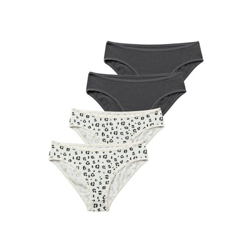 Slip BUFFALO, Mädchen, Gr. 122/128, grau (grau, weiß), Jersey, Obermaterial: 92% Baumwolle, 8% Elasthan (LYCRA), animal-print, unifarben, körpernah, Unterhosen, mit schmalen Einfassungen