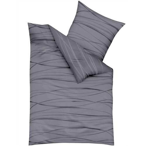Bettwäsche KAEPPEL Gr. 2, grau (grau, anthrazit), B/L: 155cm x 200cm, Feinbiber, B/L: 80cm x 80cm, 2 Stk., Feinbiber, 100% Baumwolle, Bettwäsche