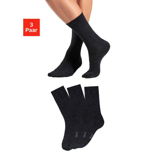 Socken BENCH., Herren, Gr. 39-42, grau (3x anthrazit), Elasthan, Polyamid, Wolle, uni und melange, Socken, Herrensocken mit wärmender Wolle