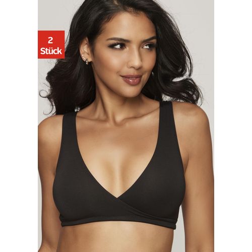 Still-BH PETITE FLEUR, Damen, Gr. 36, N-Gr, schwarz-weiß (weiß, schwarz), Jersey, Obermaterial: 95% Modal, 5% Elasthan, Basic, BHs, ohne Bügel in Wickel-Schlupf Form